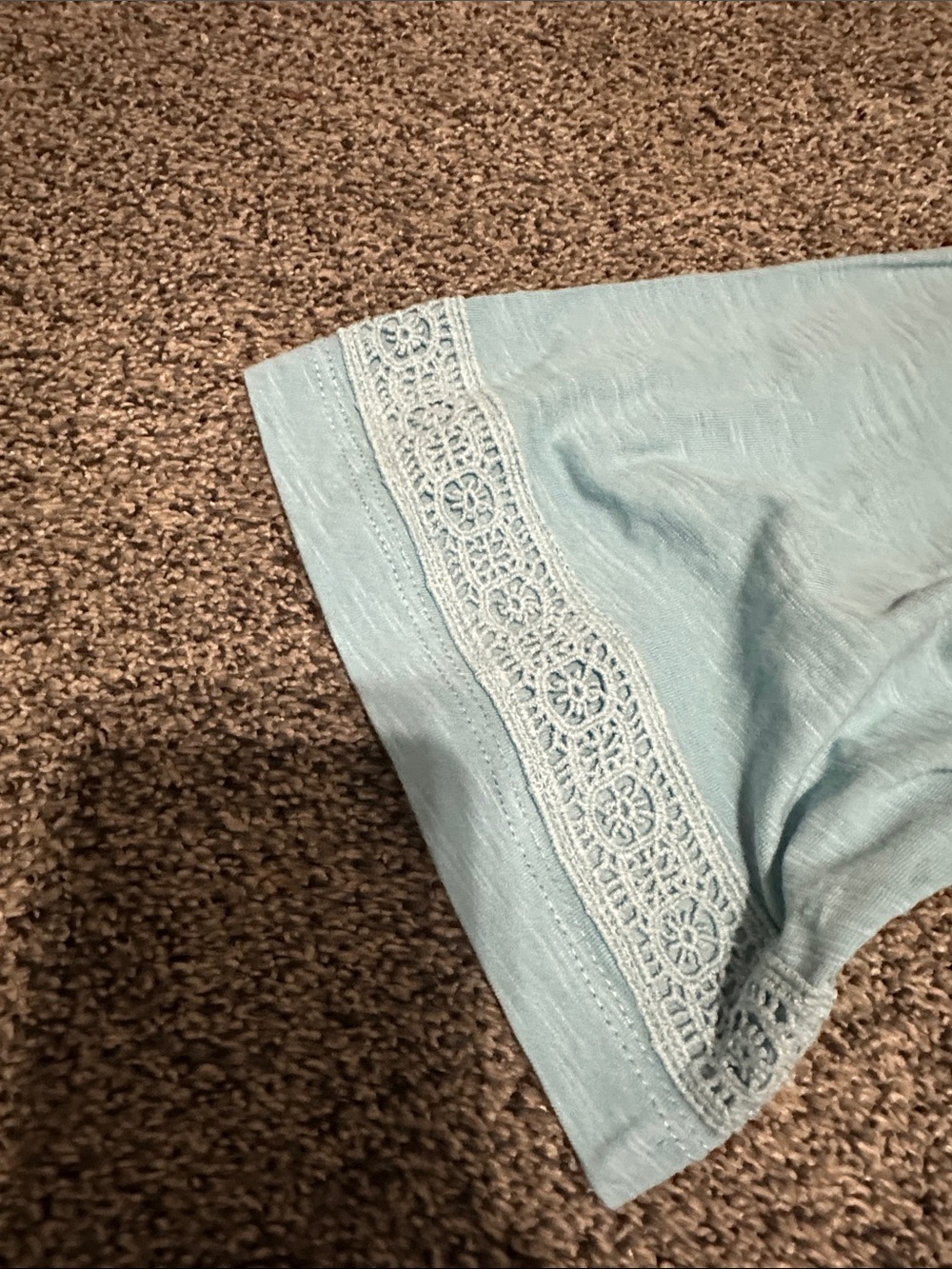LOGO LAVISH Light Blue Lace-Trim Button Front Blouse 100% COTTON SZ L - Picture 7 of 9